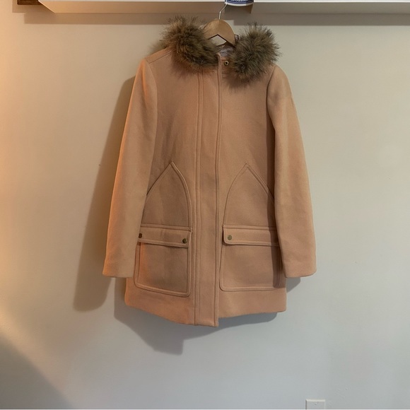 J Crew Factory Vail Parka Coat in Blush with Faux Fur Collar 10 - Picture 5 of 8